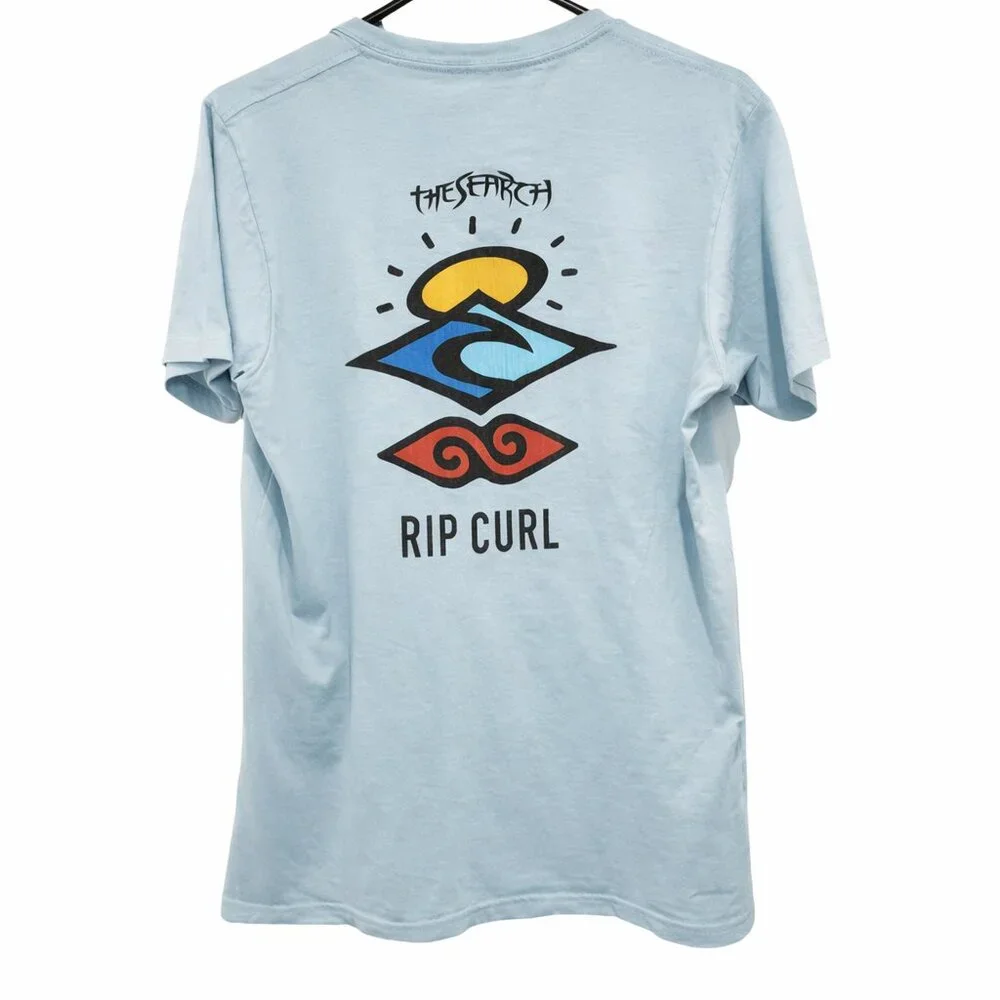 Rip Curl Youth Blue Logo T-Shirt Size M Surf Graphic 100% Cotton Short Sleeve